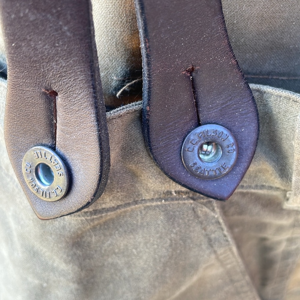 Vintage Filson Waxed Canvas Brush Pants & Suspenders 42 - Picture 3 of 12